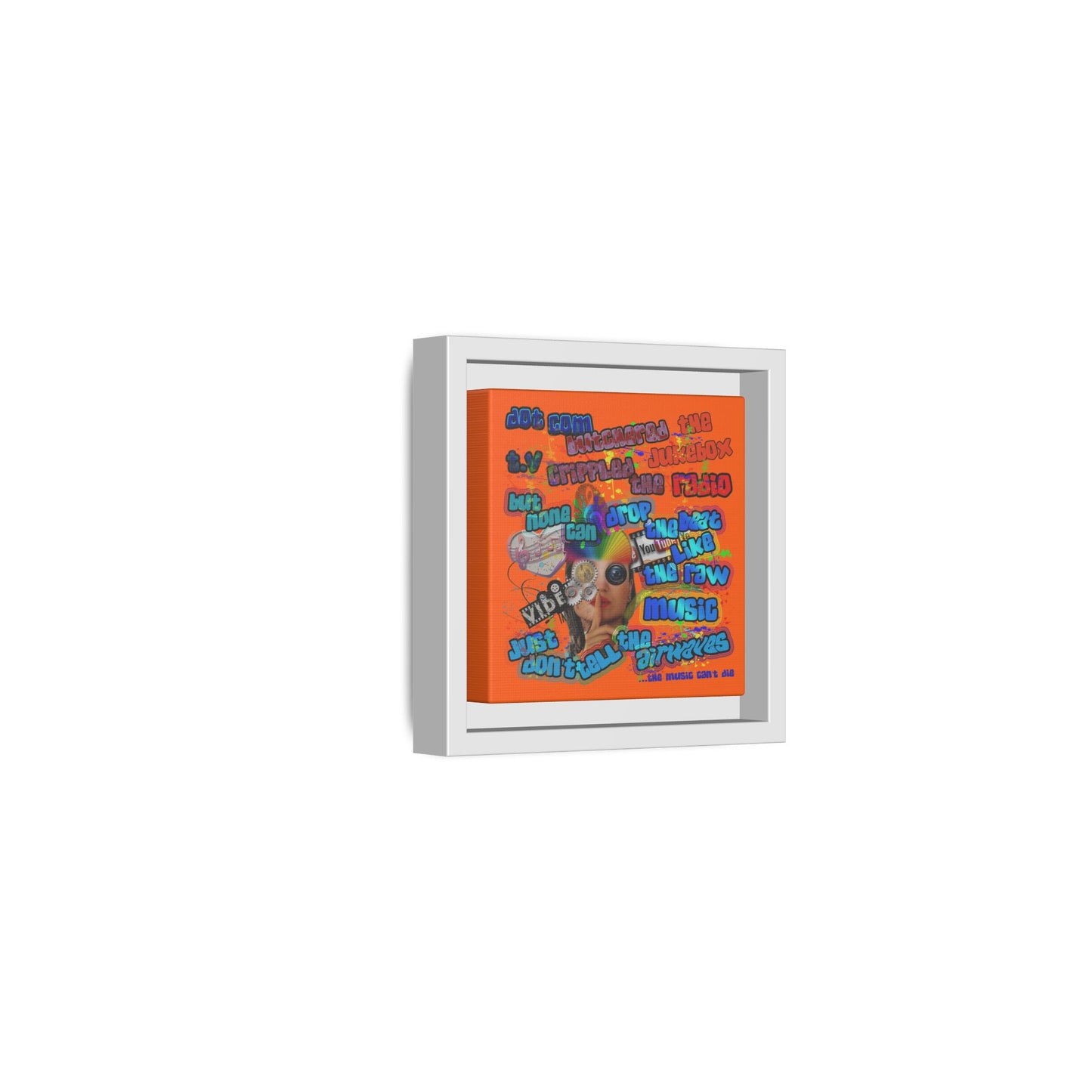 drop the beat - framed canvas art (orange)