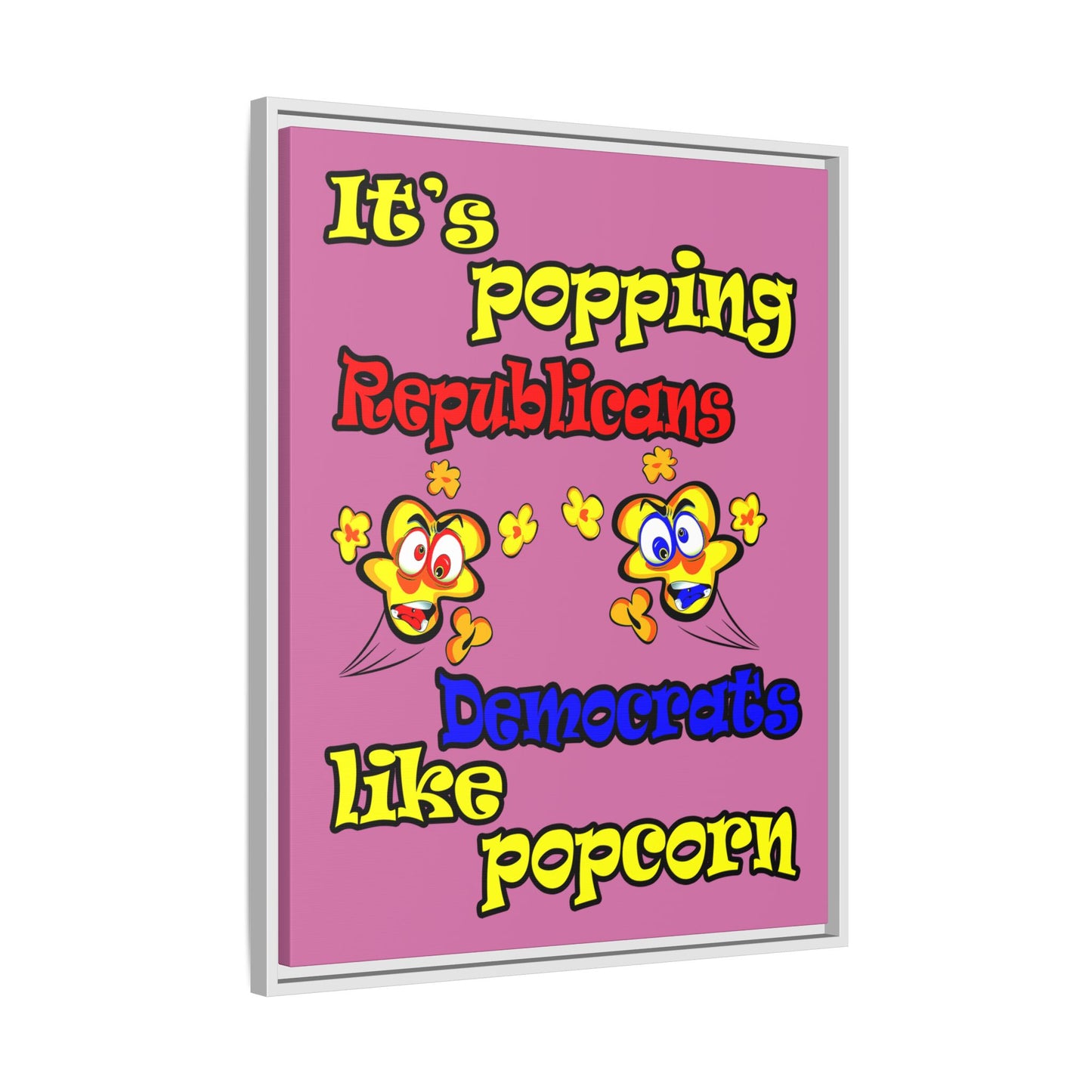 popping like popcorn - framed canvas art (light pink)