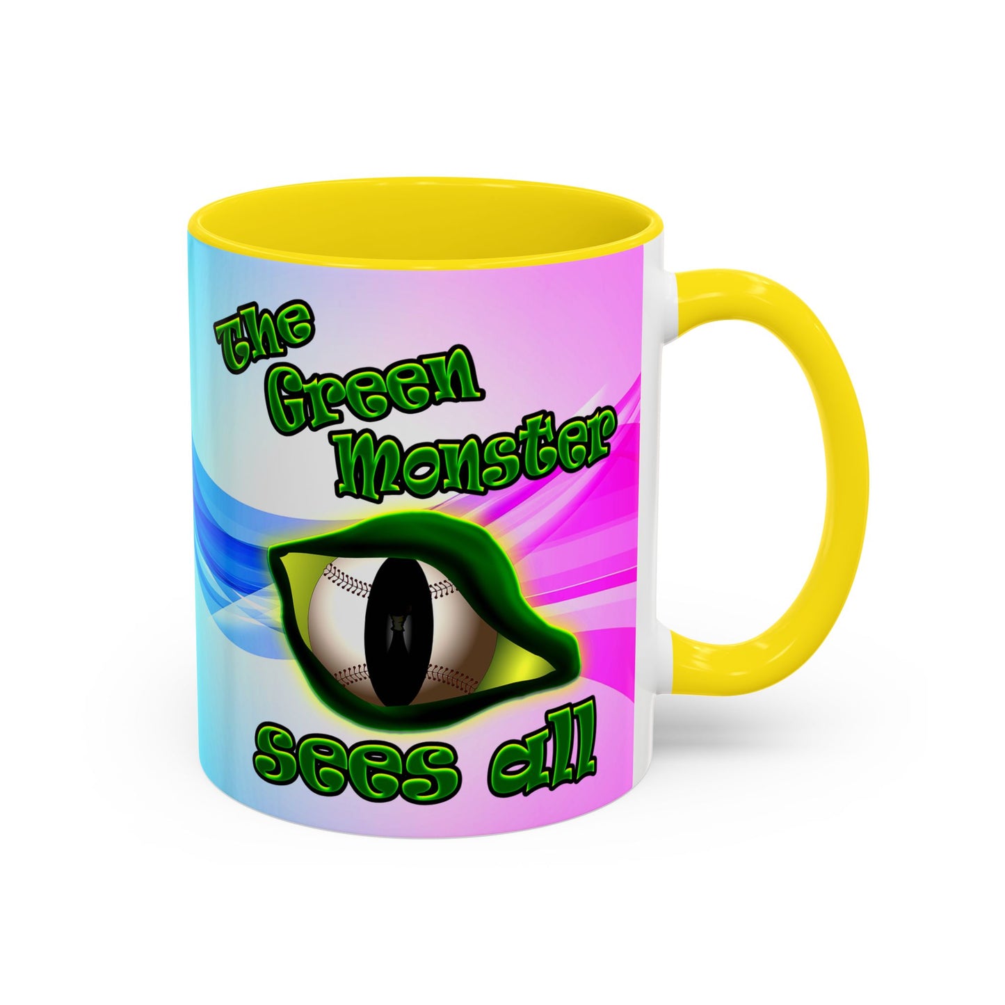 green monster - Accent Mug (light blue-pink wave)