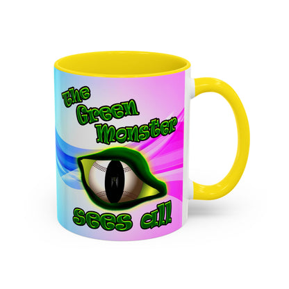 green monster - Accent Mug (light blue-pink wave)