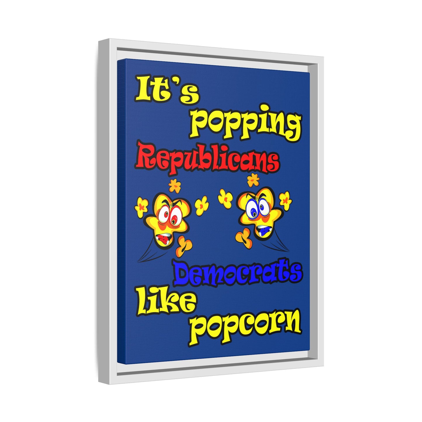 popping like popcorn - framed canvas art (dark blue)