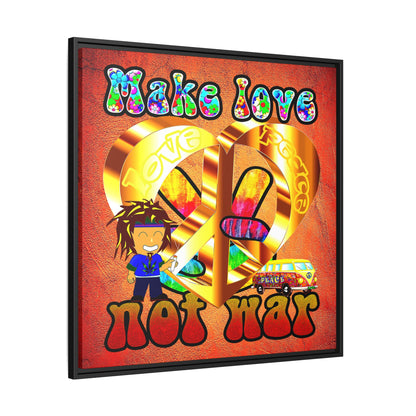 love peace - framed canvas art (burnt orange)