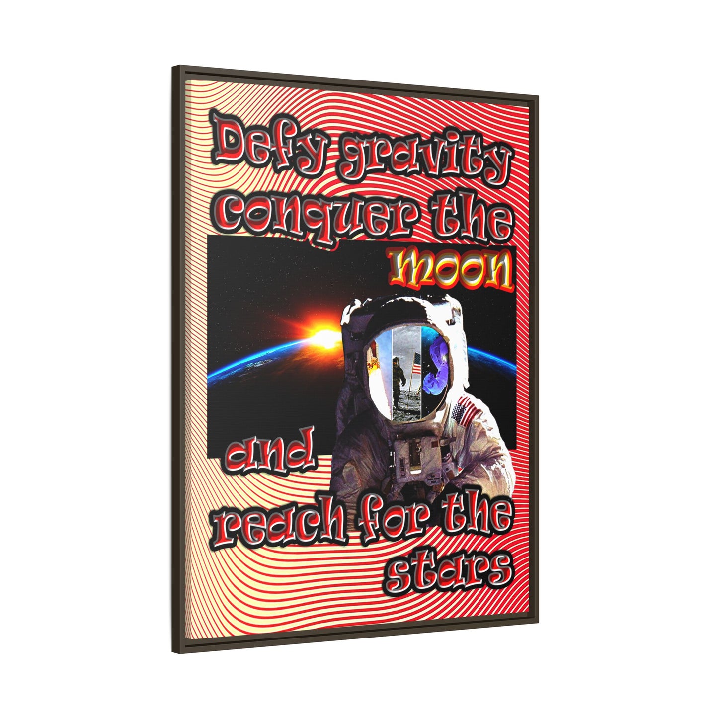 defy conquer reach - framed canvas art (yellow-orange wave)