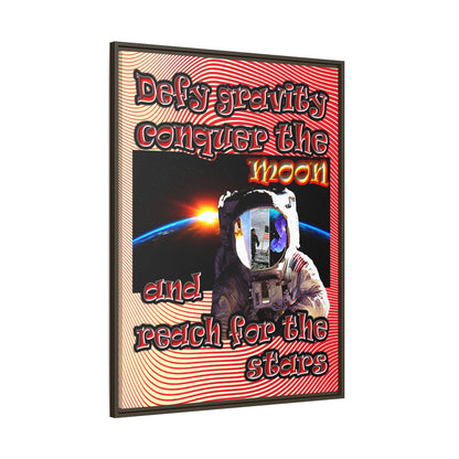 defy conquer reach - framed canvas art (yellow-orange wave)