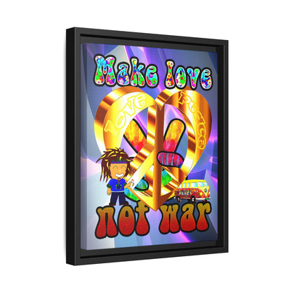 love peace - framed canvas art (grey-pink wave)