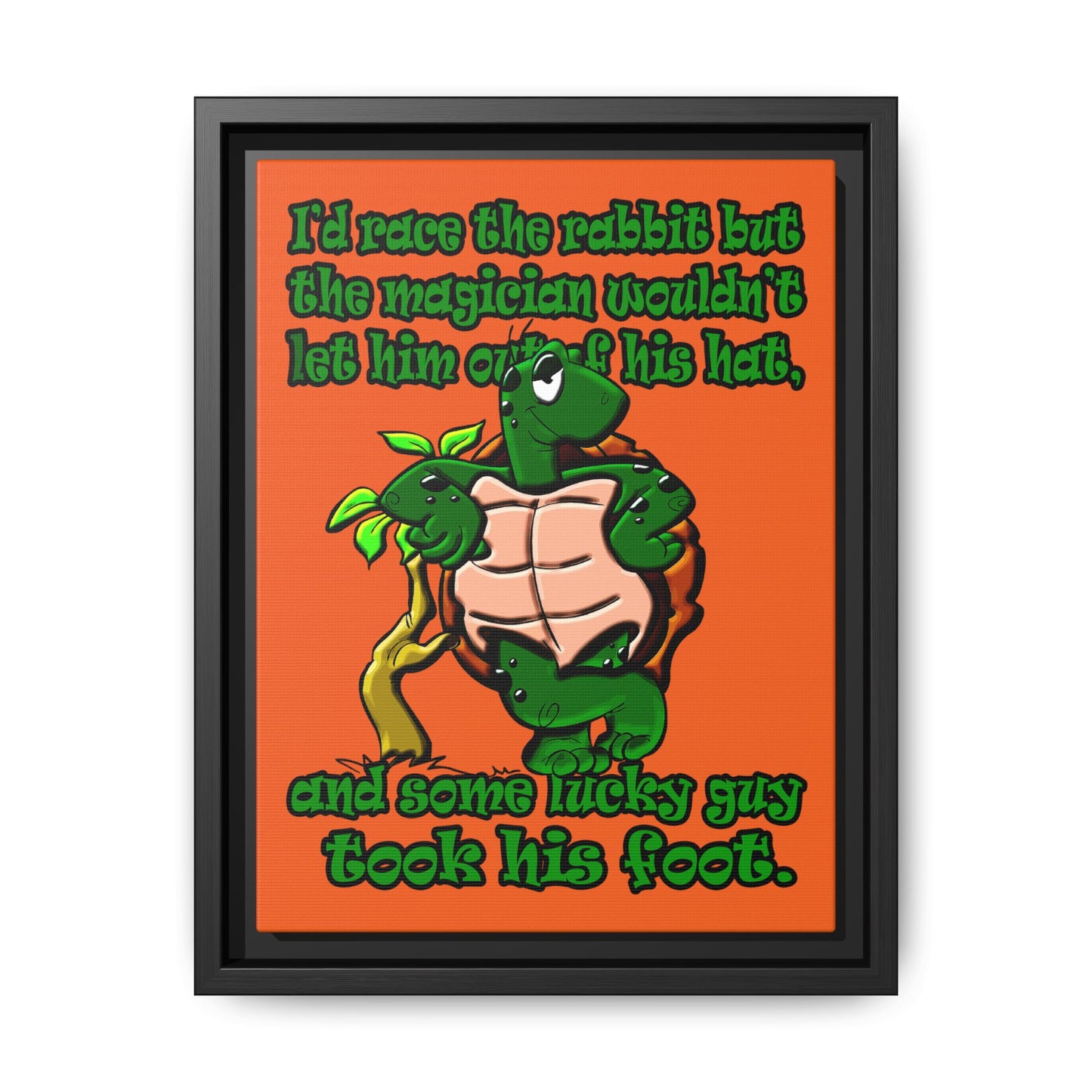 turtle race - framed canvas art (orange)
