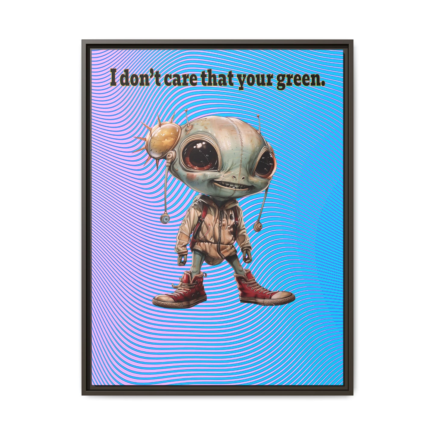 I don't care that your green - framed canvas art (light blue-purple wave)