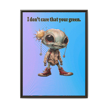 I don't care that your green - framed canvas art (light blue-purple wave)