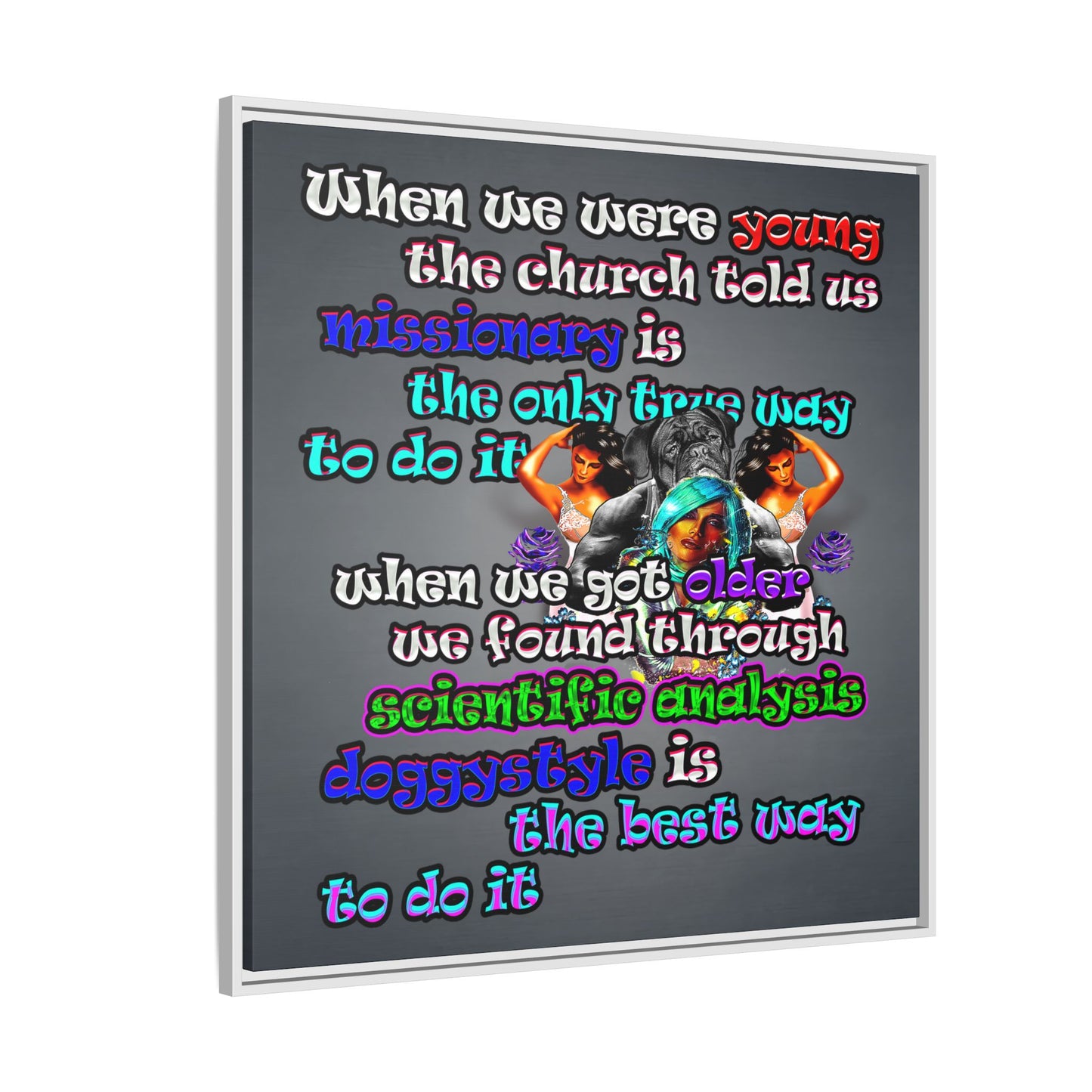 doggystyle - framed canvas art (grey-light grey)