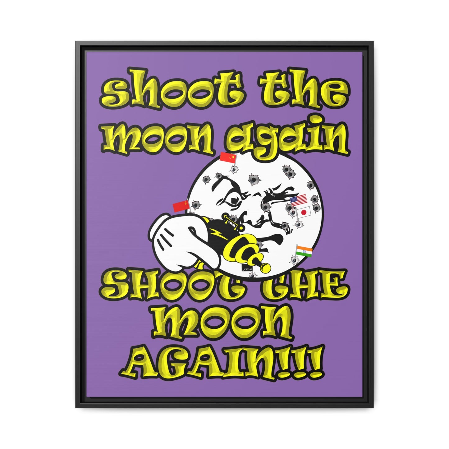 shoot the moon again - framed canvas art (light purple)