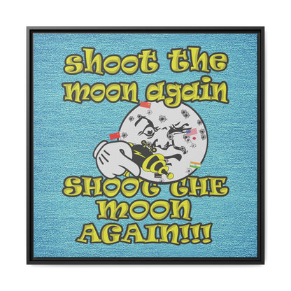 shoot the moon again - framed canvas art (faded blue)