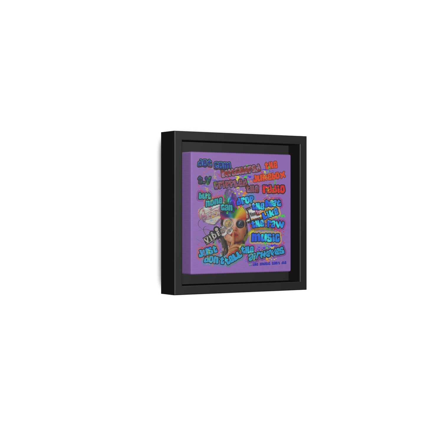 drop the beat - framed canvas art (light purple)