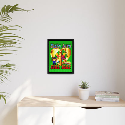 love peace - framed canvas art (logo green)
