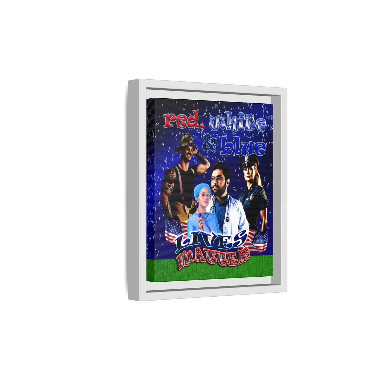 rw&b lives matter - framed canvas art ('snoops' background)
