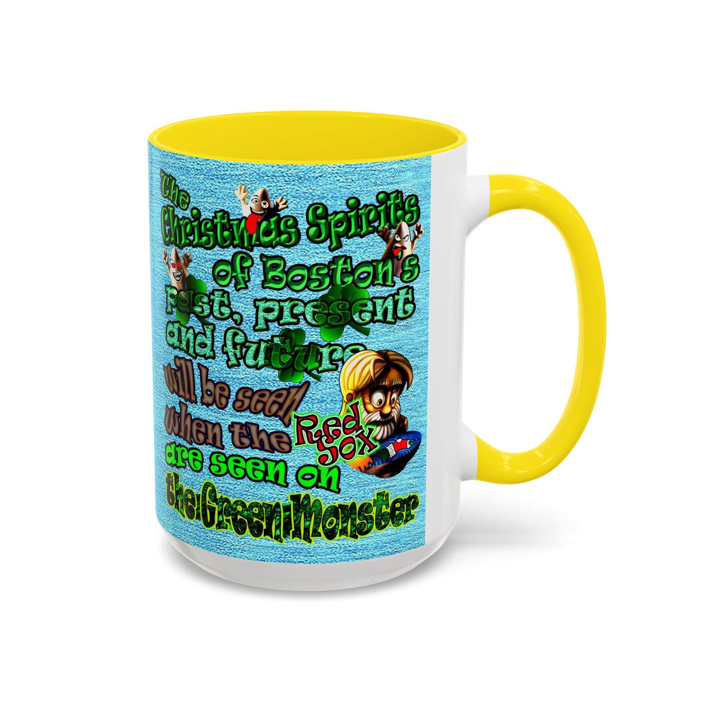 christmas spirits of boston - Accent Mug (faded blue)
