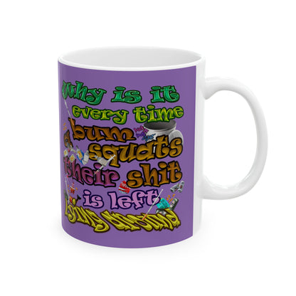 the bum's shit - White Mug (light purple)