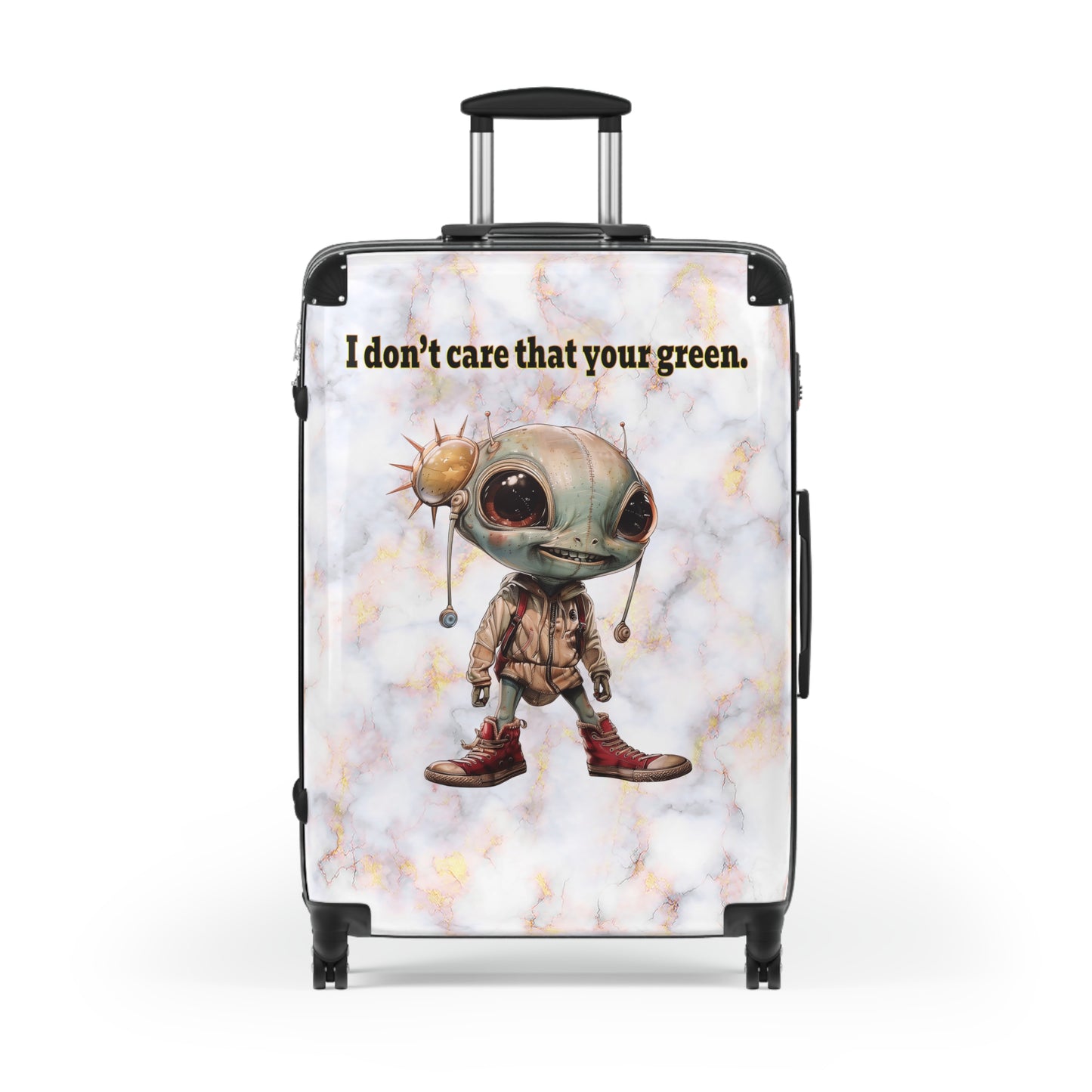 I don't care that your green - Suitcase (white marble)