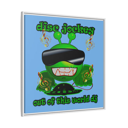 disc jockey - framed canvas art (light blue)