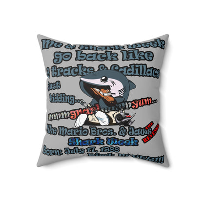 shark week - Spun Polyester Square Pillow - (light grey)