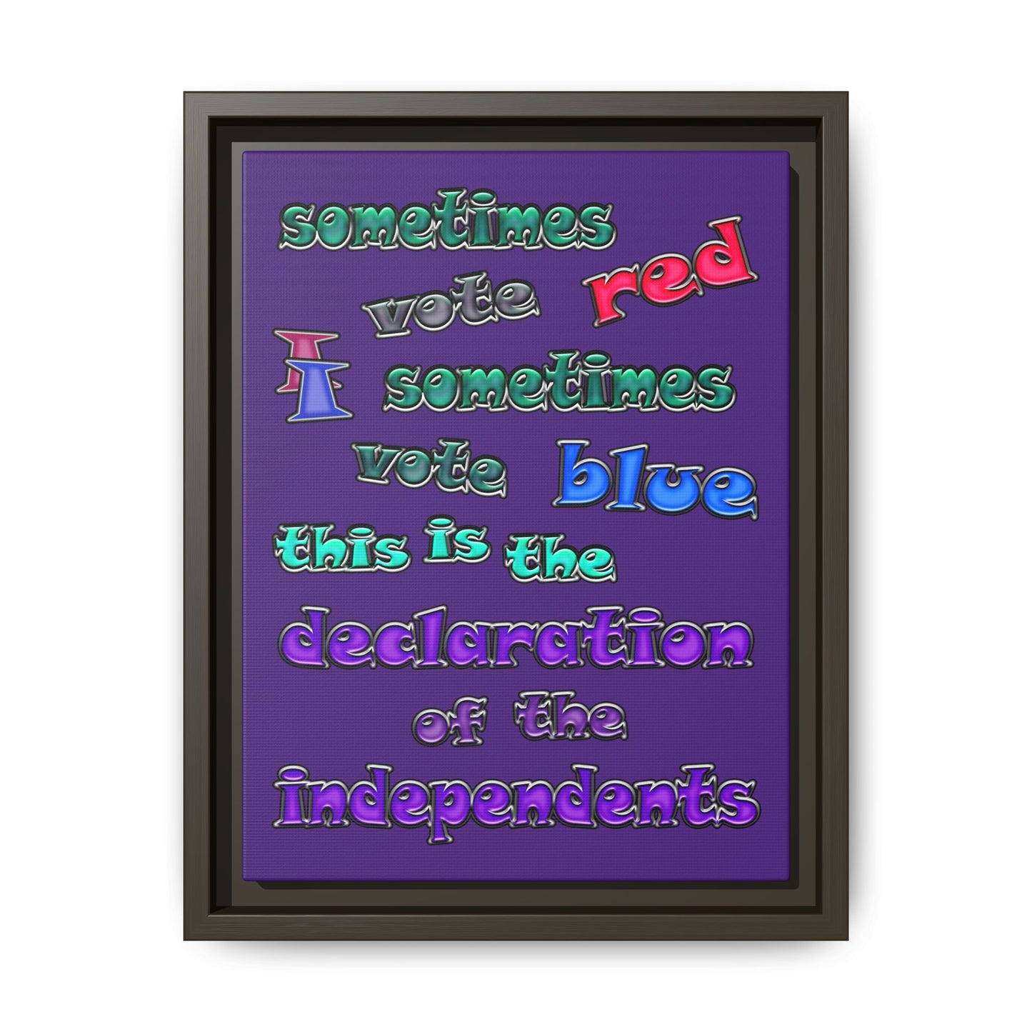 declaration of the independents - framed canvas art (purple)