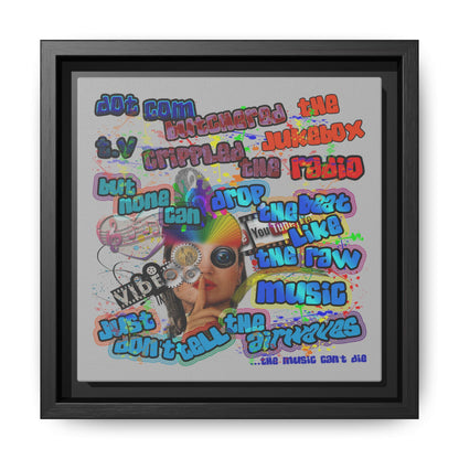 drop the beat - framed canvas art (light grey)