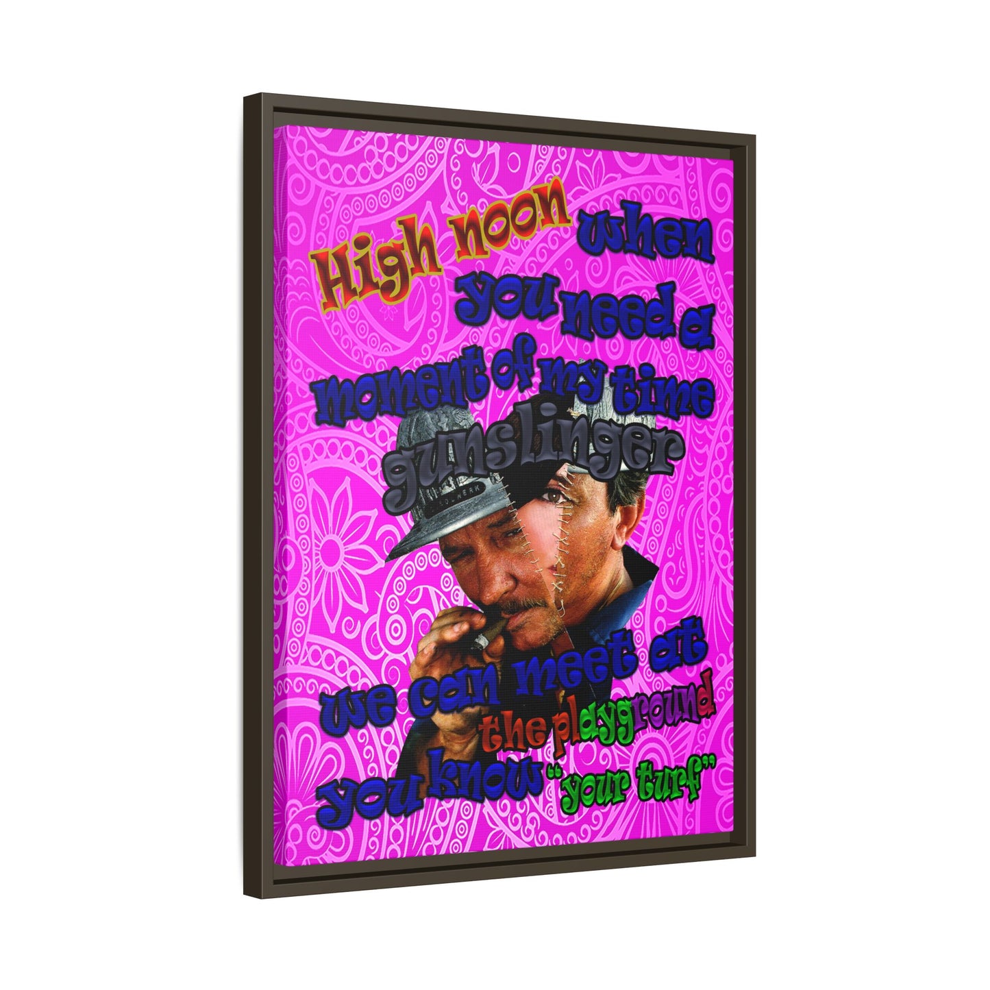 high noon - framed canvas art (pink swirl)