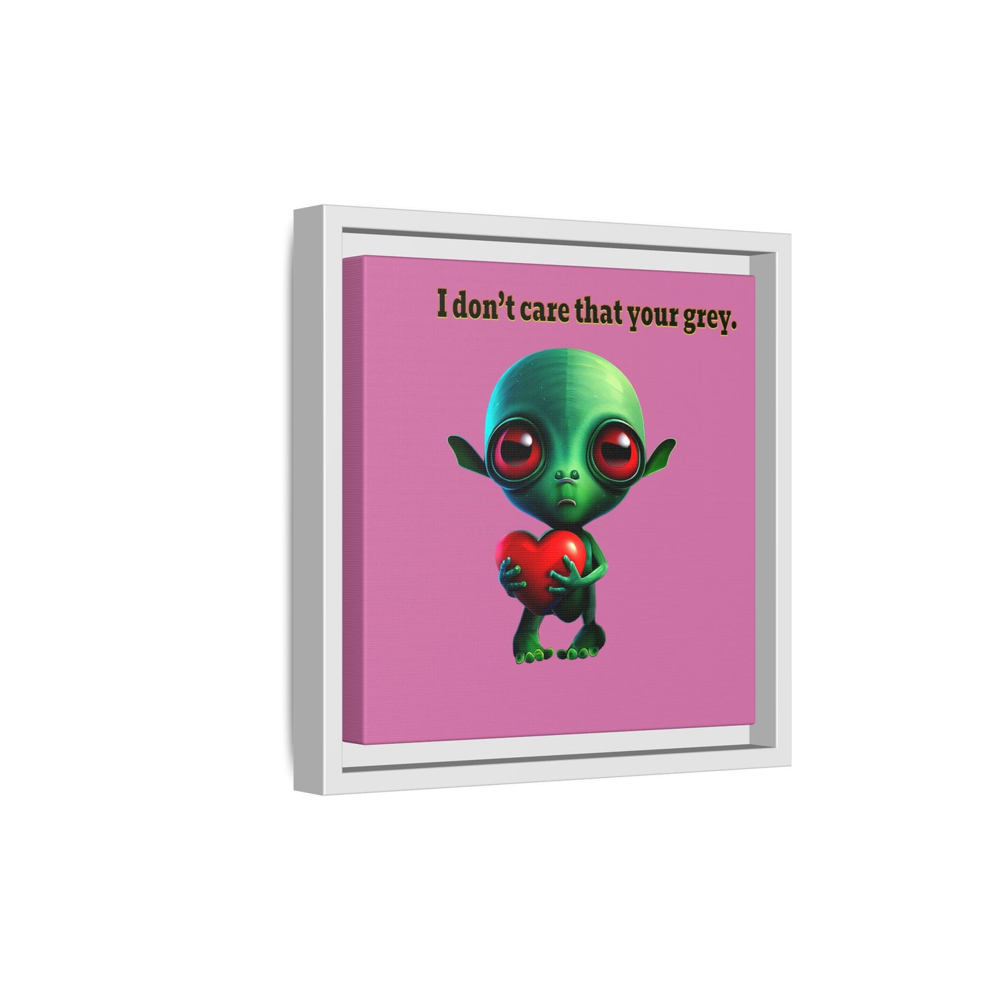 I don't care that your grey - framed canvas art (light pink)