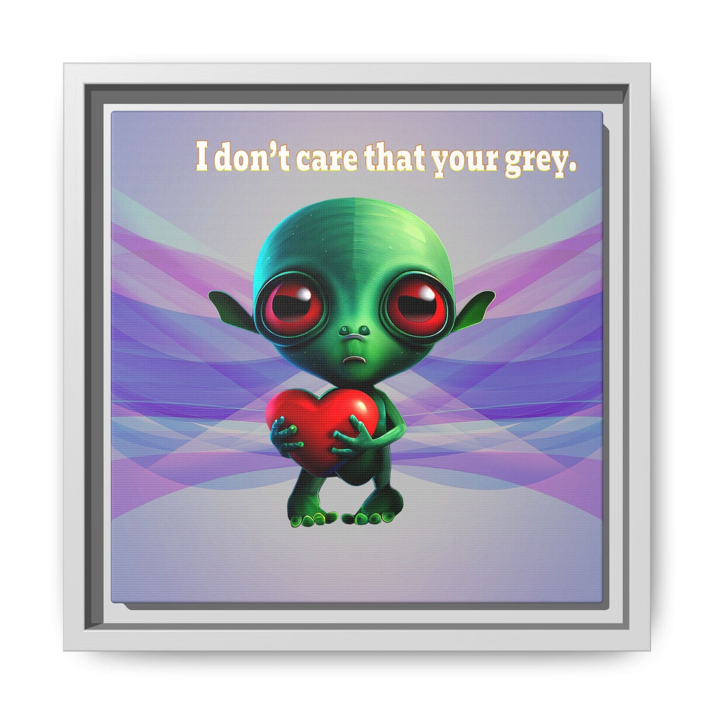 I don't care that your grey - framed canvas art (light blue-pink wave)