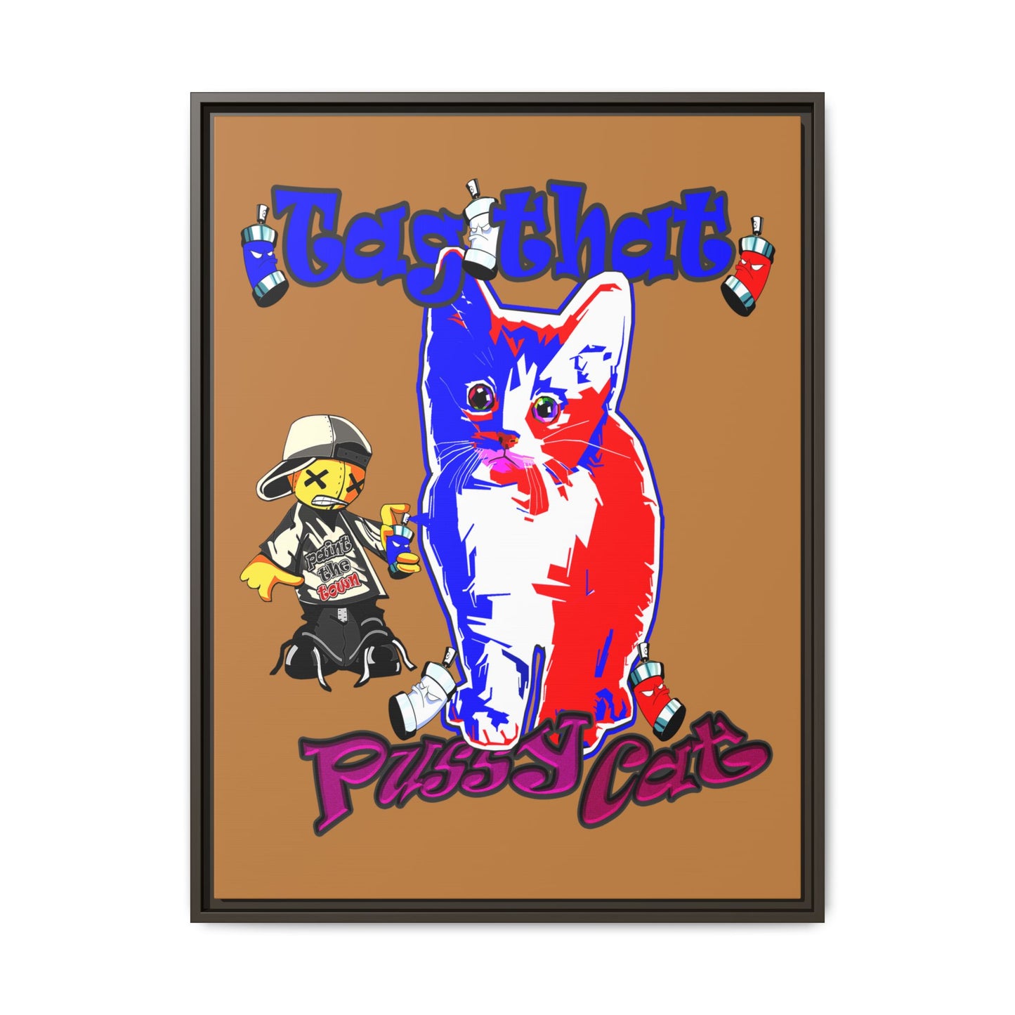 tag that - framed canvas art (light brown)