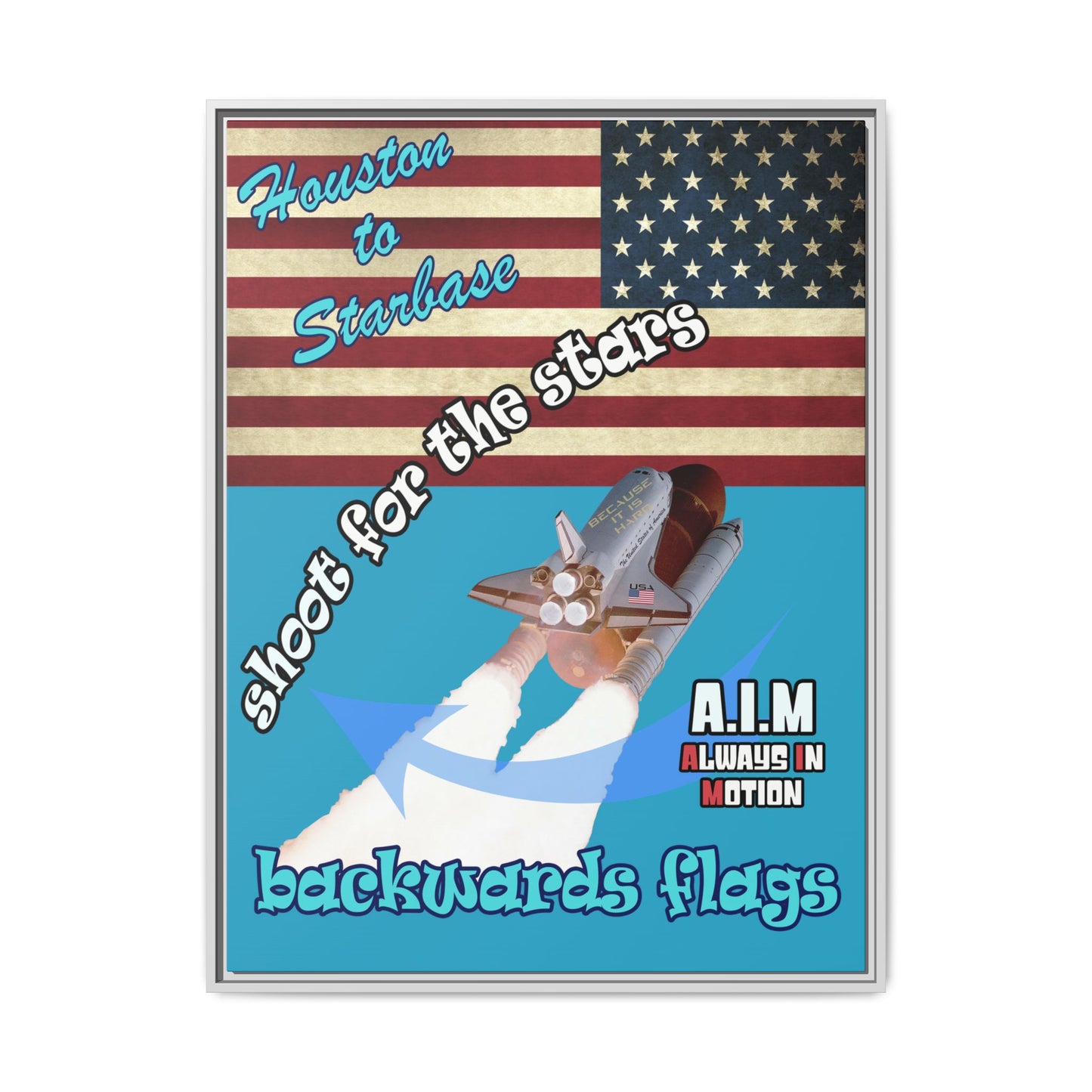 shoot for the stars - framed canvas art (turquoise)
