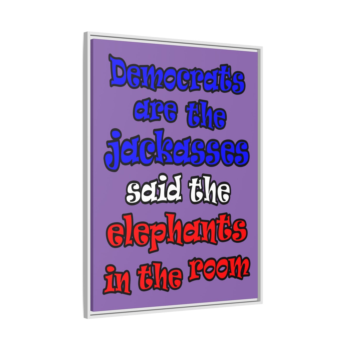 donkeys and elephants - framed canvas art (light purple)