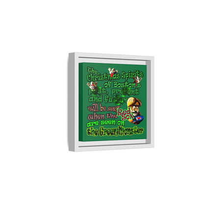 christmas spirits of boston - framed canvas art (dark green)