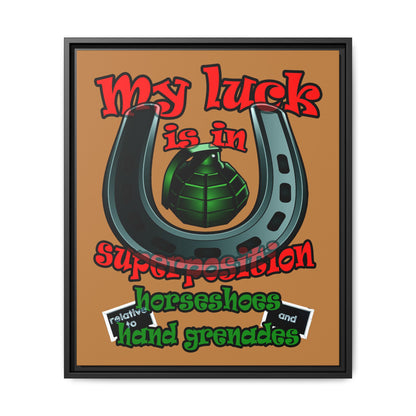 my luck - framed canvas art (light brown)