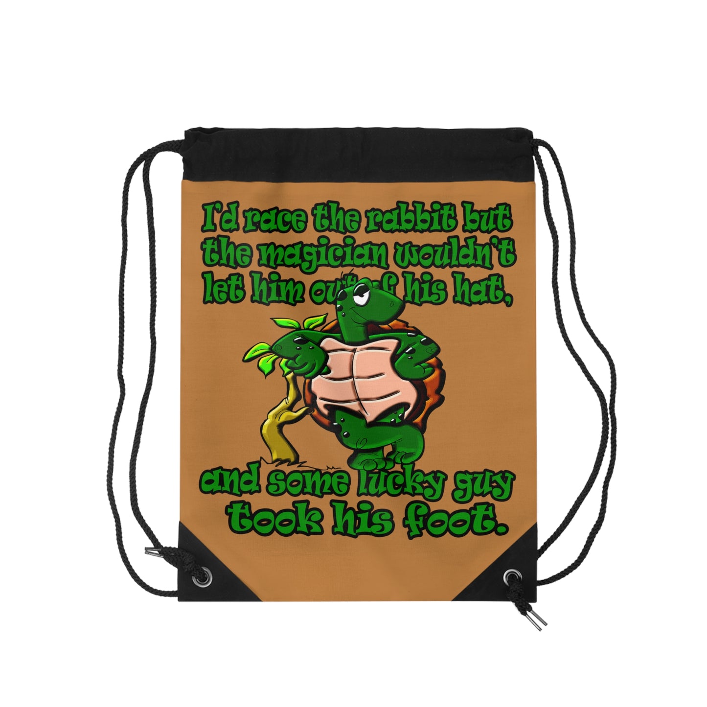 turtle race - Drawstring Bag (light brown)