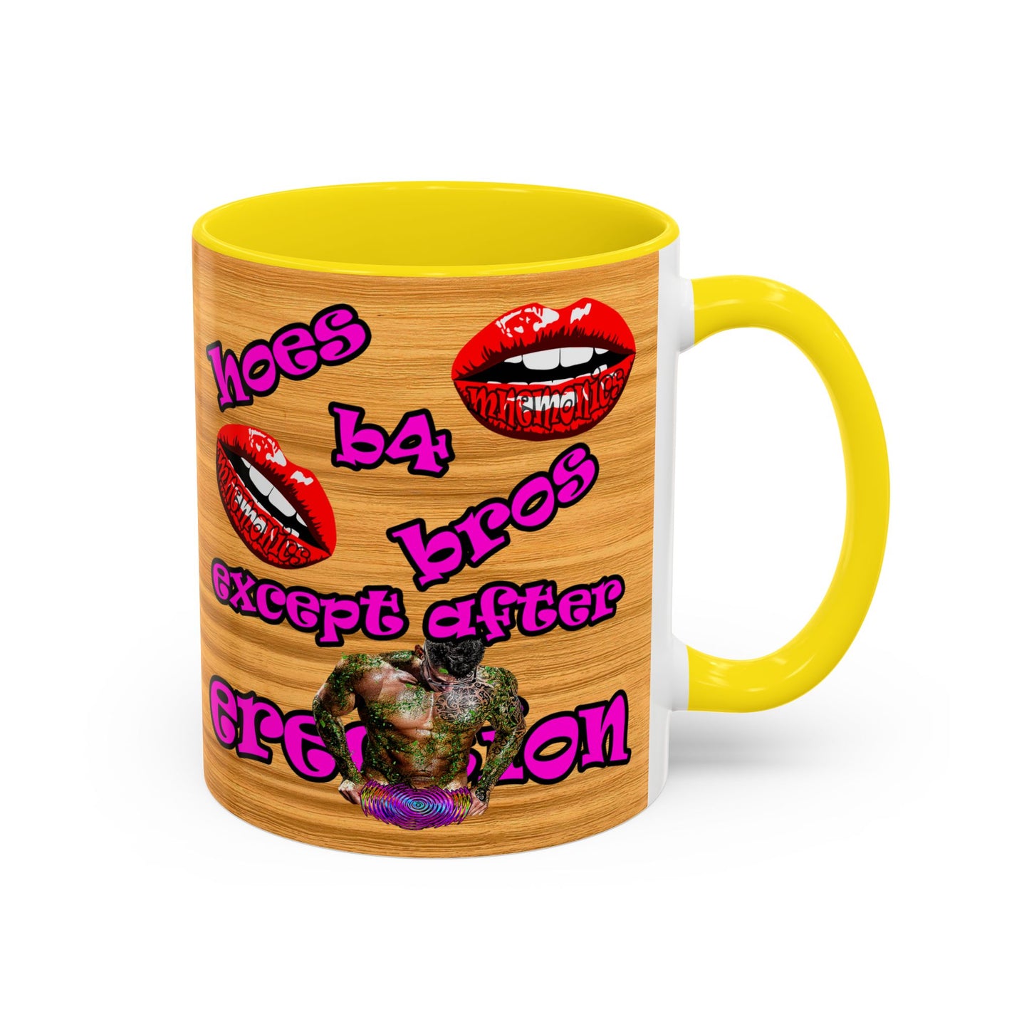 hoes b4 bros - Accent Mug (butterscotch wood finish)