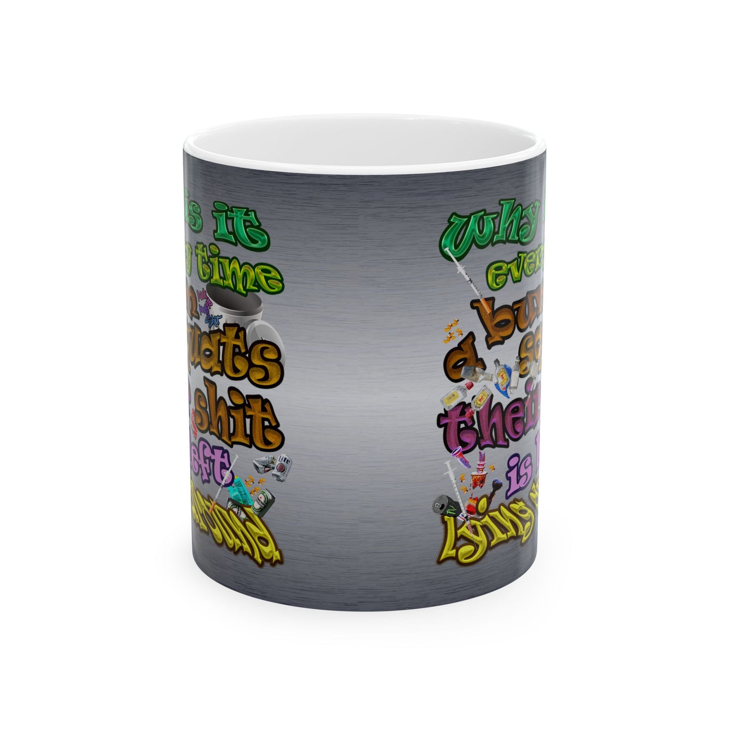 the bum's shit - White Mug (brushed nickel)