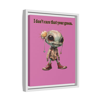I don't care that your green - framed canvas art (light pink)