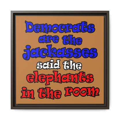 donkeys and elephants - framed canvas art (light brown)