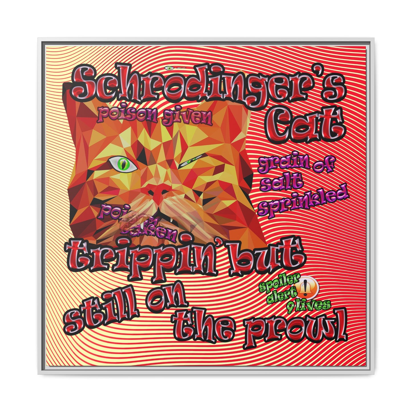 schrodinger's cat - framed canvas art (yellow-orange wave)