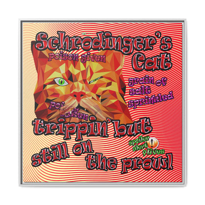schrodinger's cat - framed canvas art (yellow-orange wave)