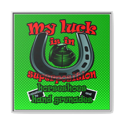 my luck - framed canvas art (logo green)