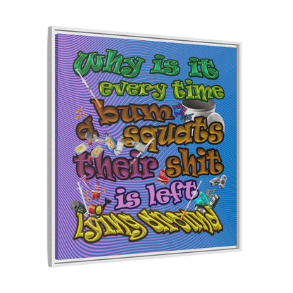 the bum's shit - framed canvas art (light blue-purple wave)