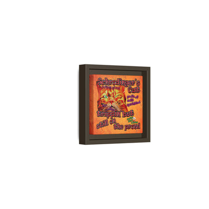 schrodinger's cat - framed canvas art (burnt orange)