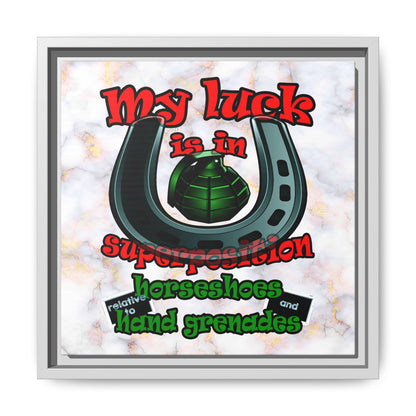 my luck - framed canvas art (white marble)