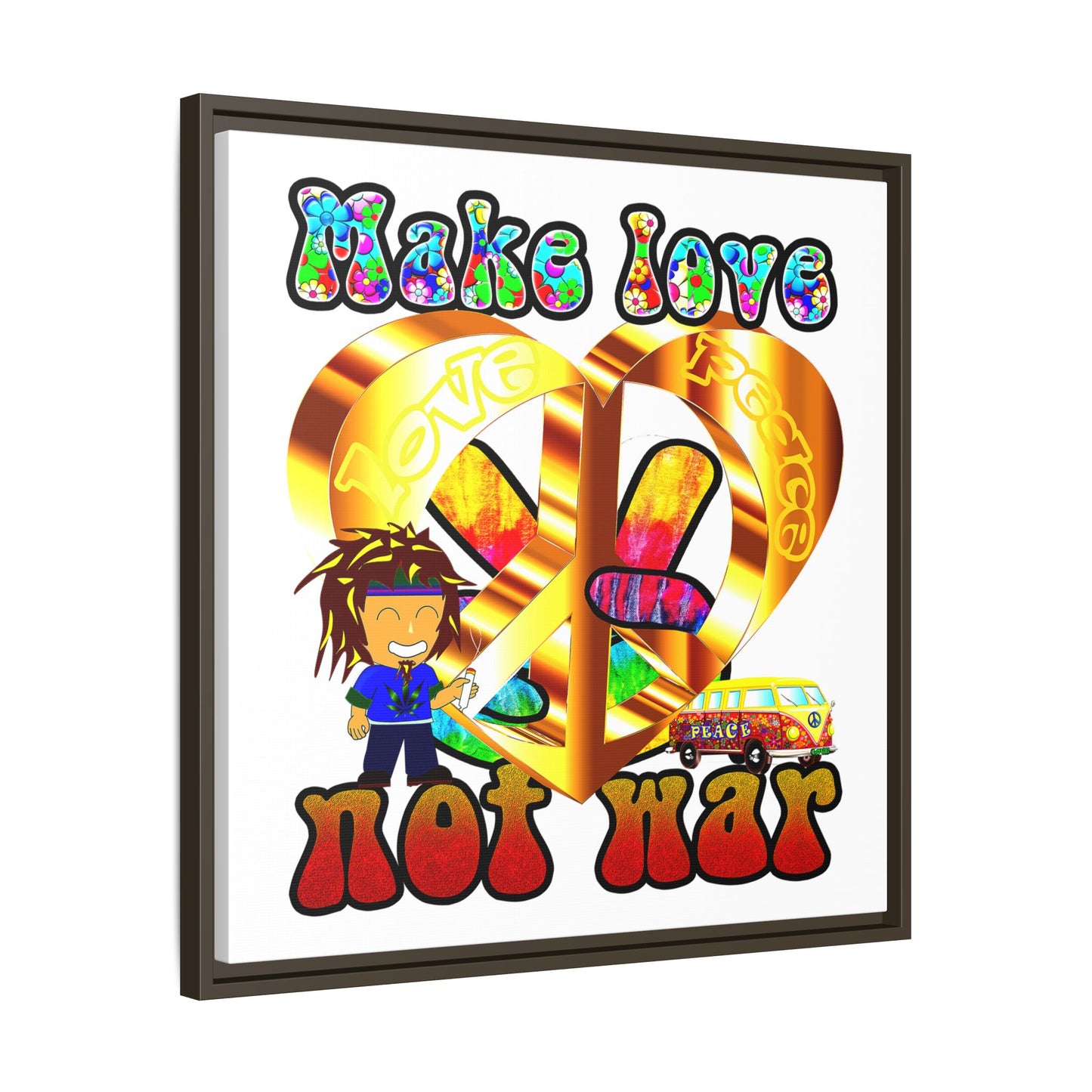 love peace - framed canvas art (white)
