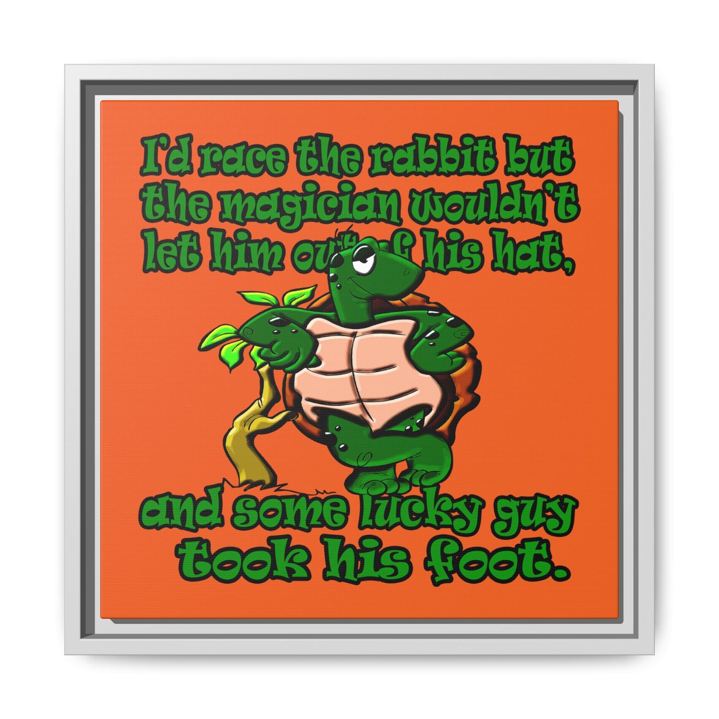 turtle race - framed canvas art (orange)