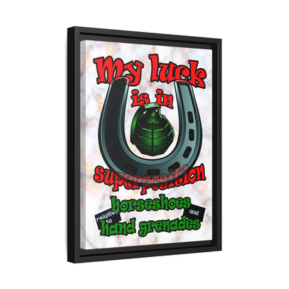 my luck - framed canvas art (white marble)