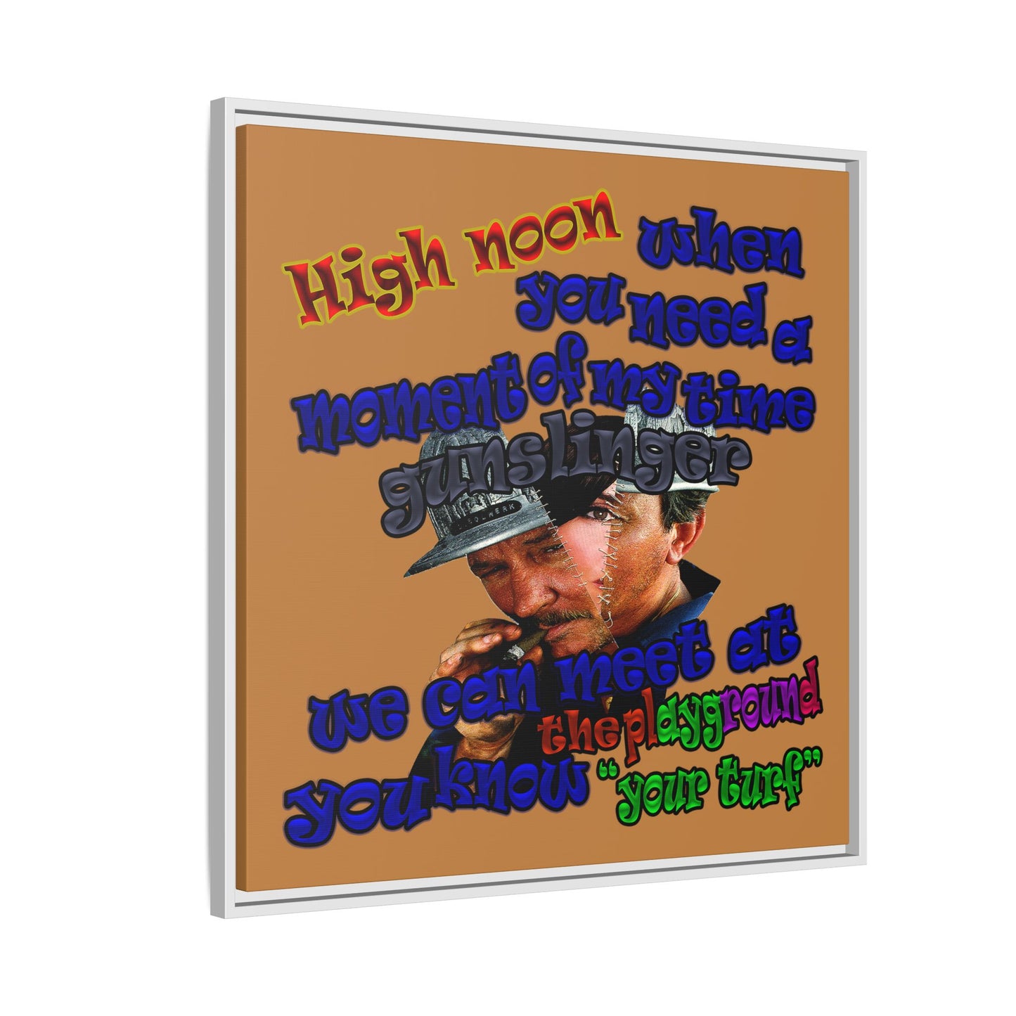 high noon - framed canvas art (light brown)