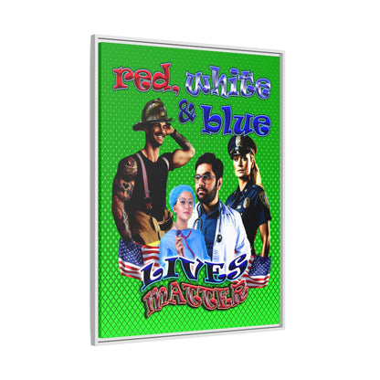 rw&b lives matter - framed canvas art (logo green)