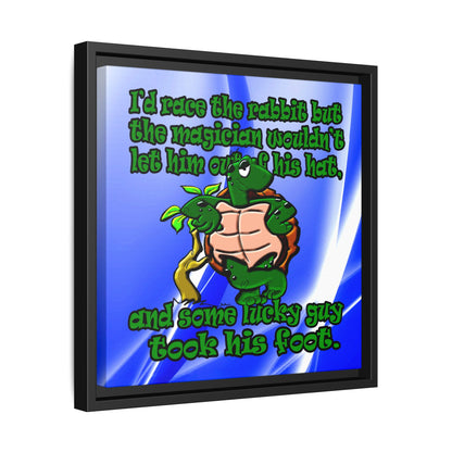 turtle race - framed canvas art (blue-white wave)